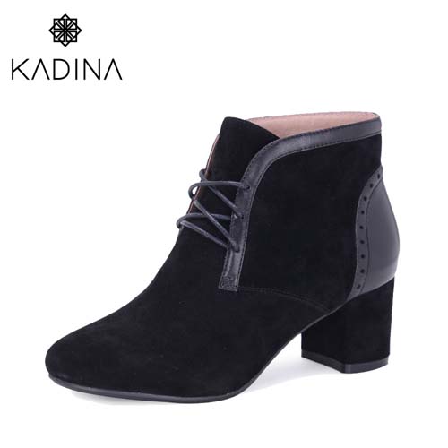 卡迪娜/kadina 羊皮绒面女鞋秋季新款短靴