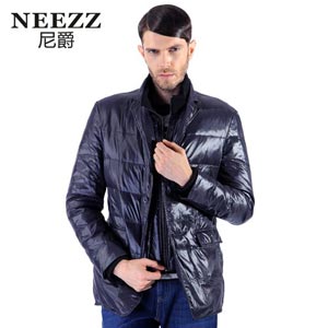 NEEZZ尼爵男装 秋冬新款立领商务青年羽绒服 中长款修身抗寒外套