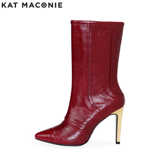 kat maconie MABEL 2 秋冬新款牛皮高跟尖头中筒靴 品牌正品