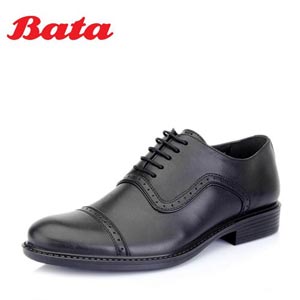 Bata/拔佳皮鞋2015春季正品系带牛皮男单鞋