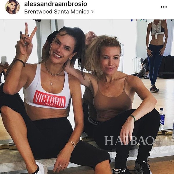 亚历山大·安布罗休 (Alessandra Ambrosio) 与健身教练Tracy Anderson